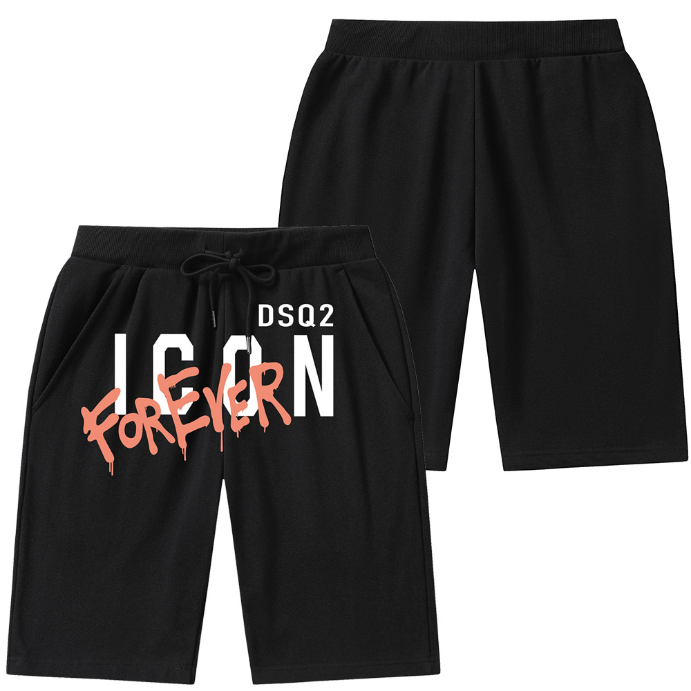 

dsq2 ShortsCotton boys' summer casual loose short brand printed toilet pants drawstring sweatpants, Black