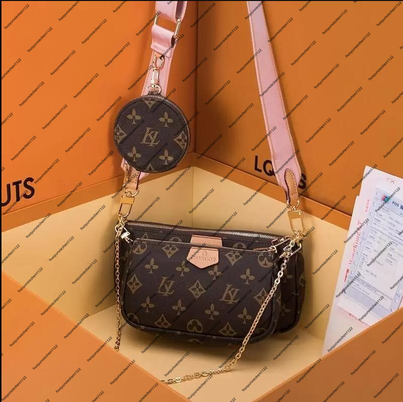 

5A luxurys bag favorite 3 pcs/set women Crossbody Purse Messenger bags Handbags Flowers shoulder lady Leather with GGs Louiseity 1 Viutonity LVS, White grid