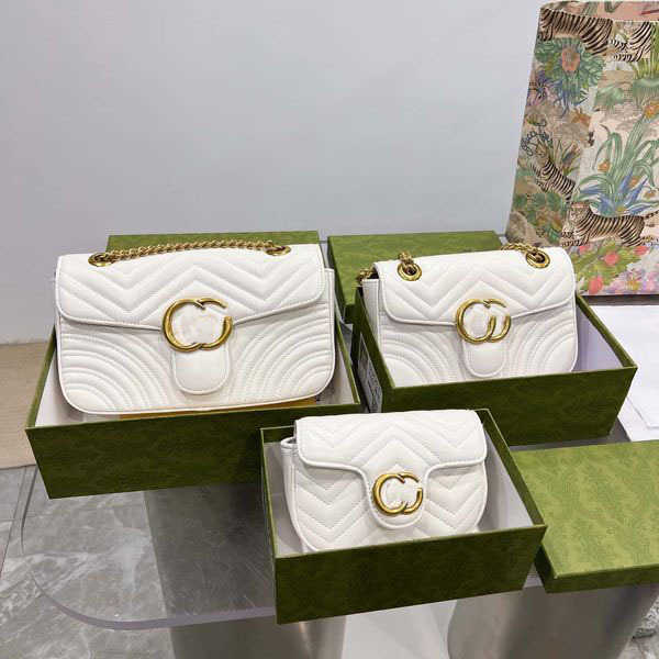 

Designer Cucci Marmont Women Luxurys Bags Real Leather Handbags Chain Cosmetic Messenger Shopping Shoulder Bag Totes Lady Caramel Messenger Purse, Black