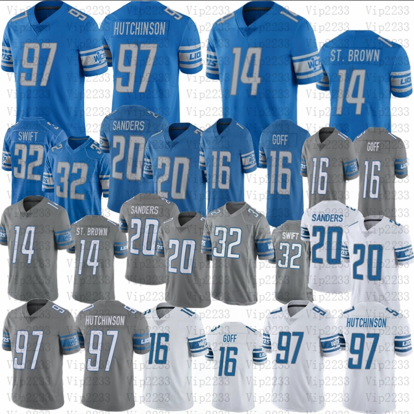 

Aidan Hutchinson Football Jerseys Jared Goff Amon Ra St Brown Barry Sanders, As
