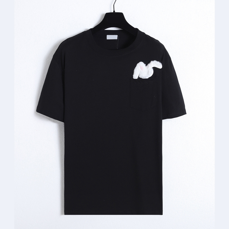 

22fw Italy Tee T shirt High Street Summer Men Women Skateboard Casual Rabit Year Pocket Streetwear Cotton Tshirt, White
