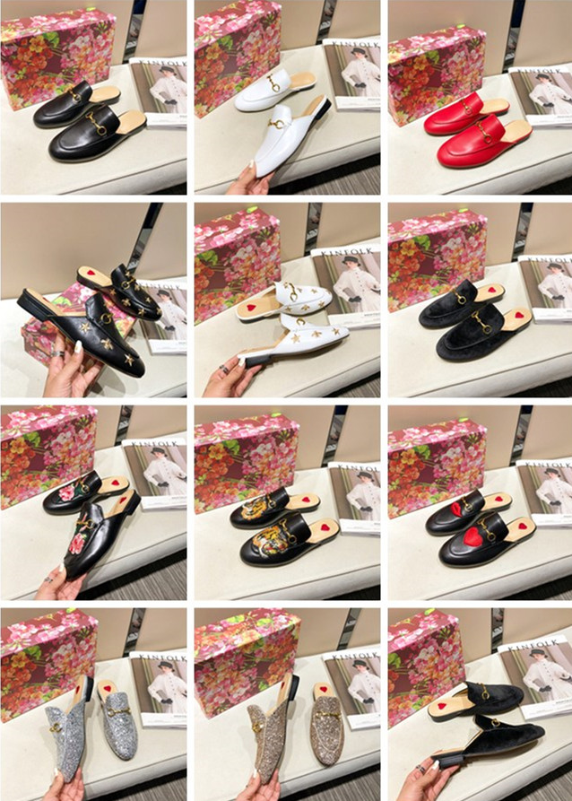 

2021 arrival Designer Top fashion brand slipper loafers burgundy leather canvas Mens Womens princetown style casual gilrl shoes with metal buckle 34-46 size, Black leather with tiger