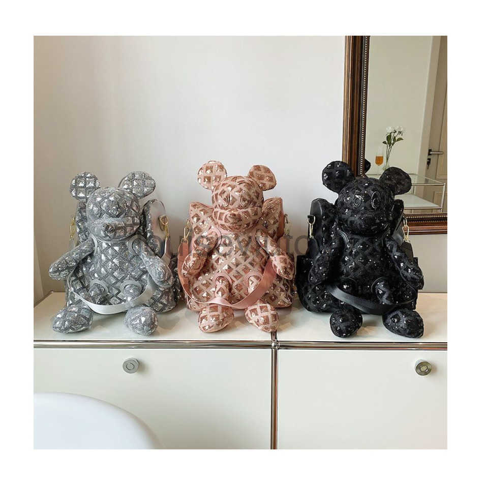 

Designer Basketball School Cute Mouse Backpack Mens Womans Tote Shoulder Handbag Cute Cartoon Fashion Student Sequin Leisure Large Capacity Doll Bag, Black