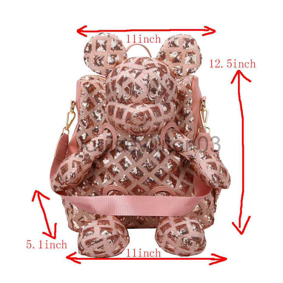 

Designer Basketball School Cute Mouse Backpack Tote Shoulder Handbag Mens Womans Cute Cartoon Fashion Brands Student Sequin Leisure Large Capacity Doll Bag, Black