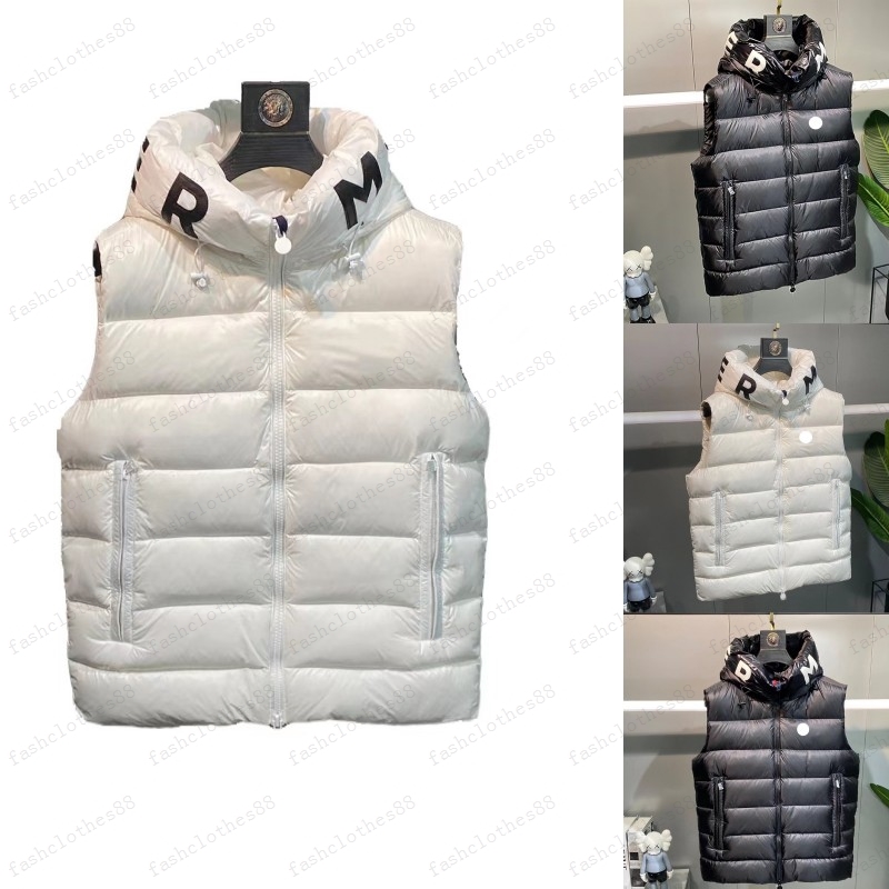 

Designer Mens couple Down Vests Womens stand collar Down Vest winter Jacket Embroidered Chest Badge Warm Outerwear Jackets, White