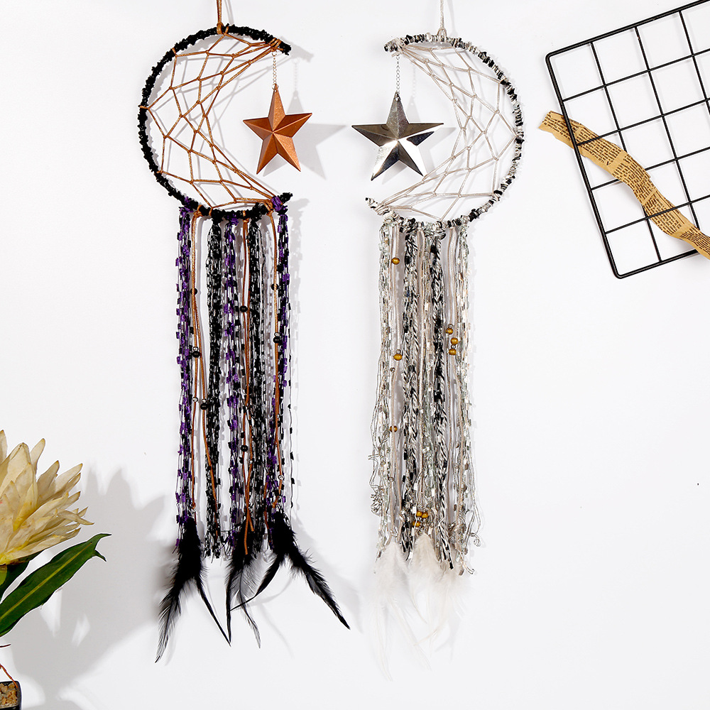

Moon Dream Catcher Decorative Objects Pendant Home Door Decoration Artifact Car Hanging Decoration Handmade Wind Chimes 1222601