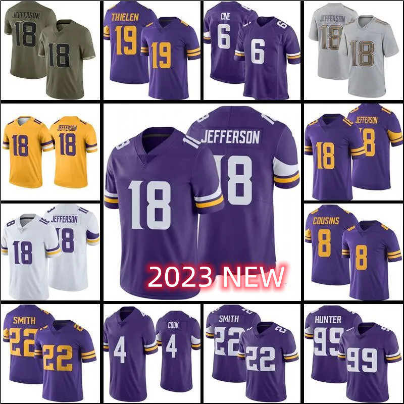 

2023 Football Jersey Justin Jefferson Adam Thielen Dalvin Cook Kirk Cousins T.J. Hockenson Eric Kendricks ZaDarius Harrison Smith Danielle Hunter K.J. Osborn