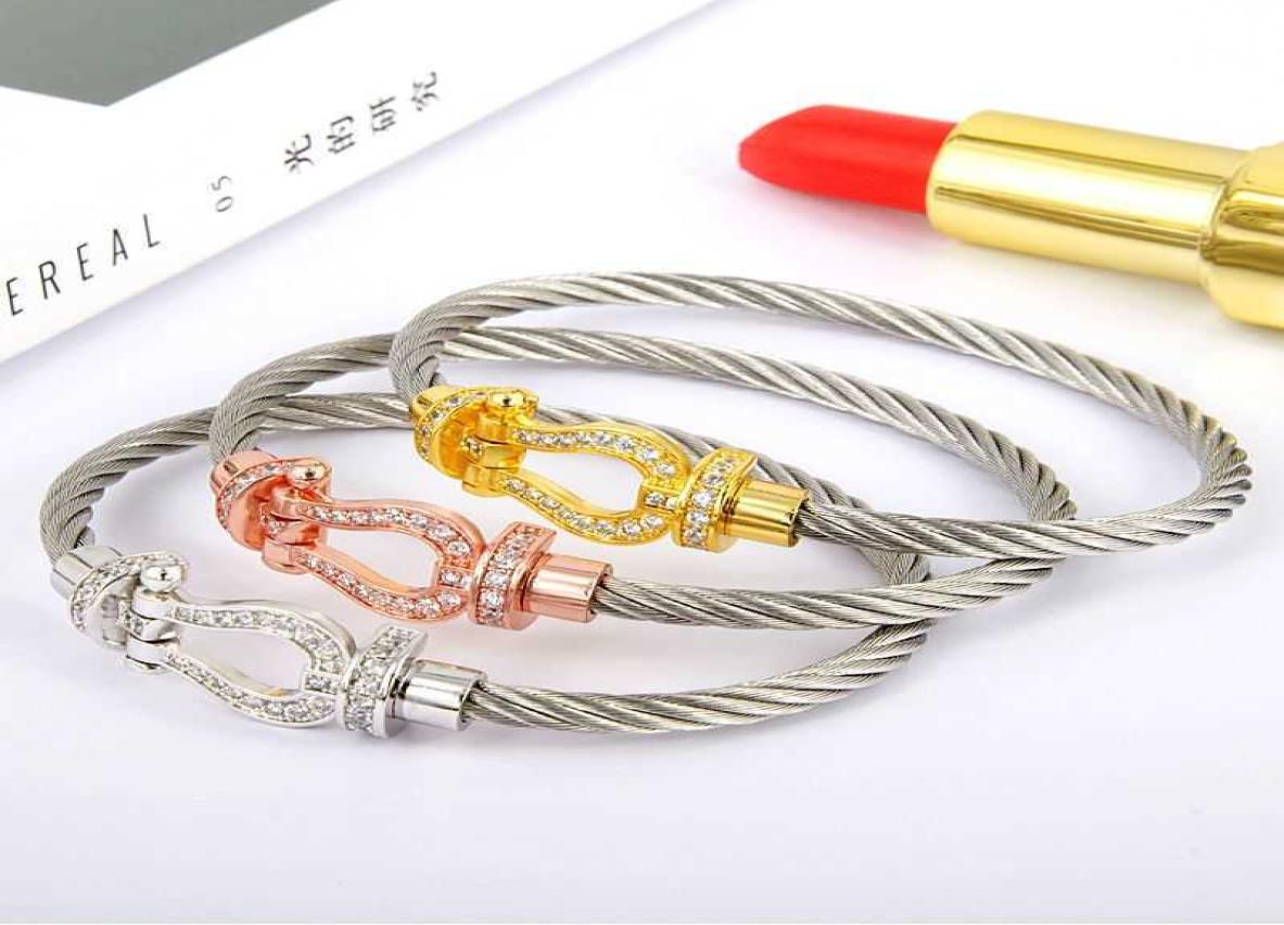 

Designer freds woman bracelet Fine steel rope horseshoe buckle ins male and female lovers silver grey does not8596753