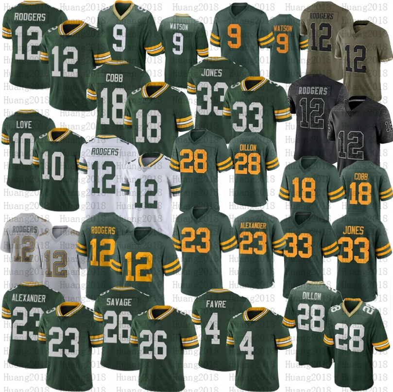 

Aaron Jones Love Football Jersey AJ Dillon Jaire Alexander Randall Cobb David Bakhtiari Savage Packer Campbell Doubs Tonyan, Youth