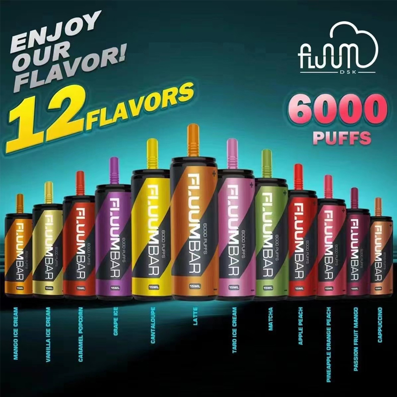 

Authentic Fluum Bar Disposable E cigarettes Devices 6000 Puffs Vape Pen 15ml Pre-filled Mesh Coil Pods Cartridge 600mAh Rechargeable Battery Vaporizer puff bars Kit