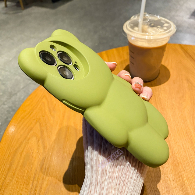 

Luxury cases 3D Candy Color Bear Silicone Phone Case for iPhone 14 13 12 11 Pro Max X XR XS Max 14 Plus Cartoon Animal Shockproof Back Cover, Mix colors