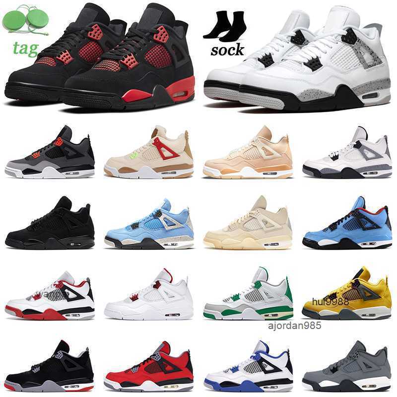 

2023 Red Thunder 4 4s Mens Basketball Shoes Black Cat University Blue Infrared Cactus Jack Neon Men Womens Trainers Sports Sneakers JORDON JORDAB, 4s metallic pack - university red