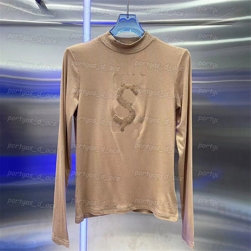 

Letters Women T Shirt Black White Long Sleeve Round Neck Tops Autumn Spring Casual Bottoming Shirts, White with label *