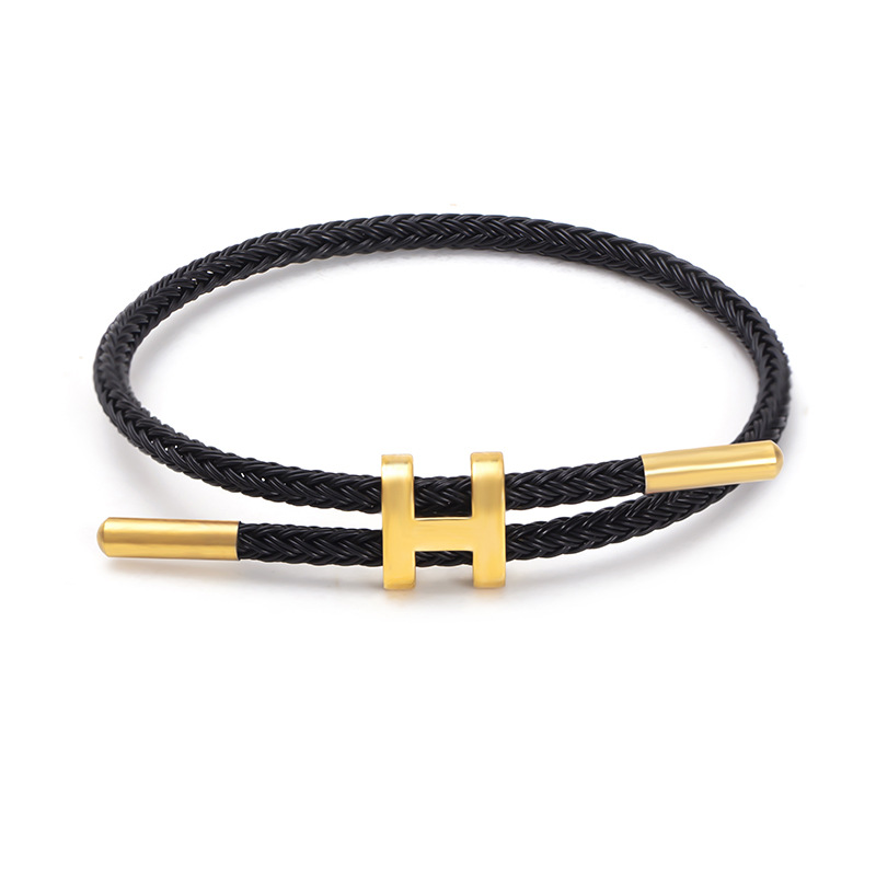 2024 Bracelets porte-bonheur Bracelet à câble métallique boucle de lettre réglable en titane imperméable à l'eau résistant à la sueur bracelets