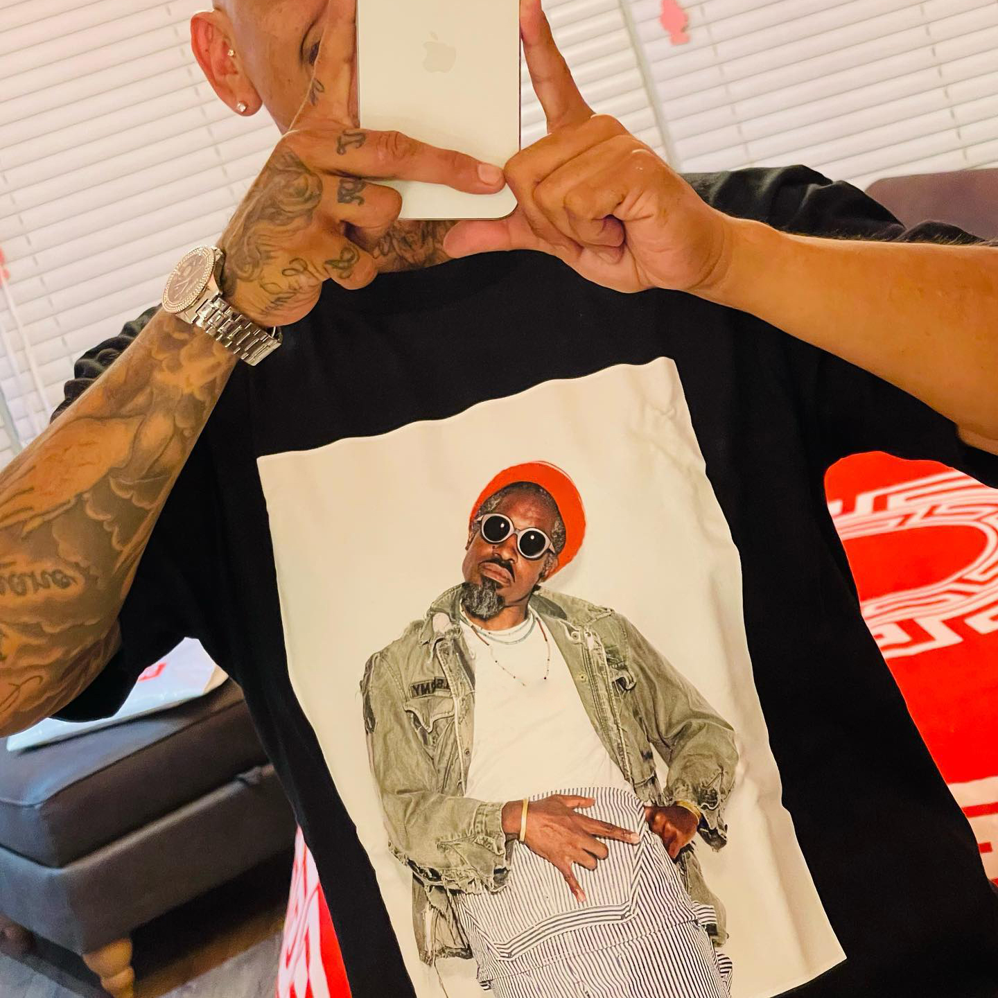 

22FW Andre 3000 Women Men's T-shirts Classic Box Andre Benjamin Figure Printed Summer Short Sleeve Fashion Casual Breathable Hip Hop High Street Tee TJMJYWTX68, Black