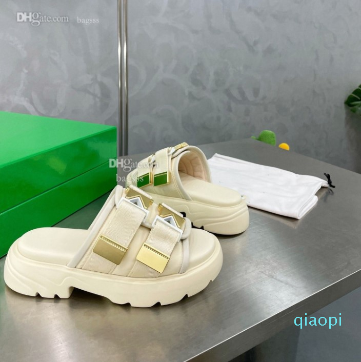 

2022 new fashion Slipper Luxury Women Sandals Designer Heels Slides Sliding Thick Sole Green Famous Brand Pantoufle