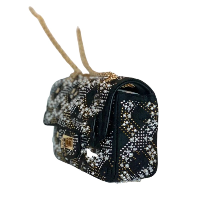 

Designer bag Luxury Chain Fashion Brand Wallet Vintage Ladies Leather Handbag with box Classic pearl bag Diagonal package fashionable generous and versatile, Black4