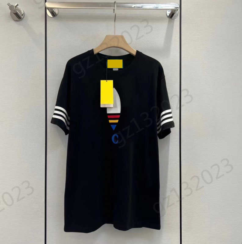 

Womens T-shirts Color Logo Printing Short Sleeve Tees Cotton Fabric Round Neck Pullover Tops Fashion Brand Couple Style Women Apparel 1970