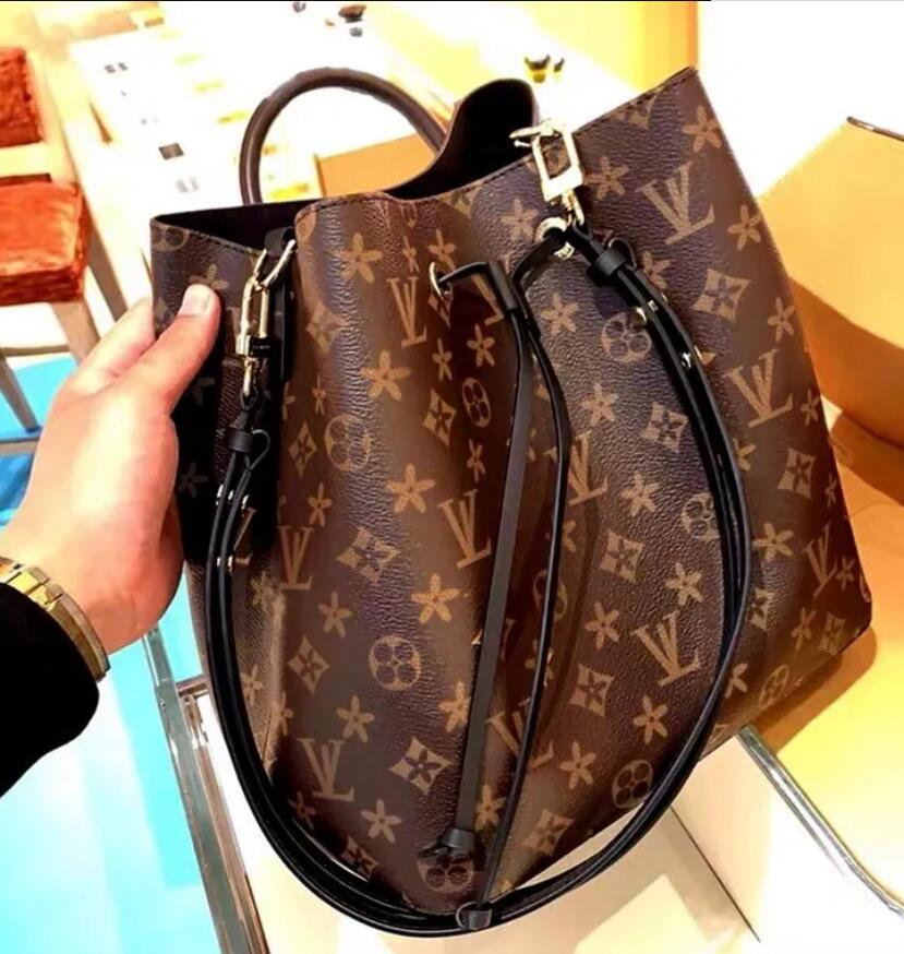 

hot luxurys designers NEONOE Bucket Shoulder Bags flower Purses louiseity Women Tote Brand Letter viutonity Genuine Leather Handbags vuttons crossbody bag, Red