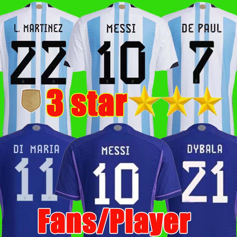 

3 STARS Argentina soccer Jersey 2022 DYBALA AGUERO MARADONA DI MARIA football shirt 22 23 fans player version Men Kids kit sets uniforms, 02