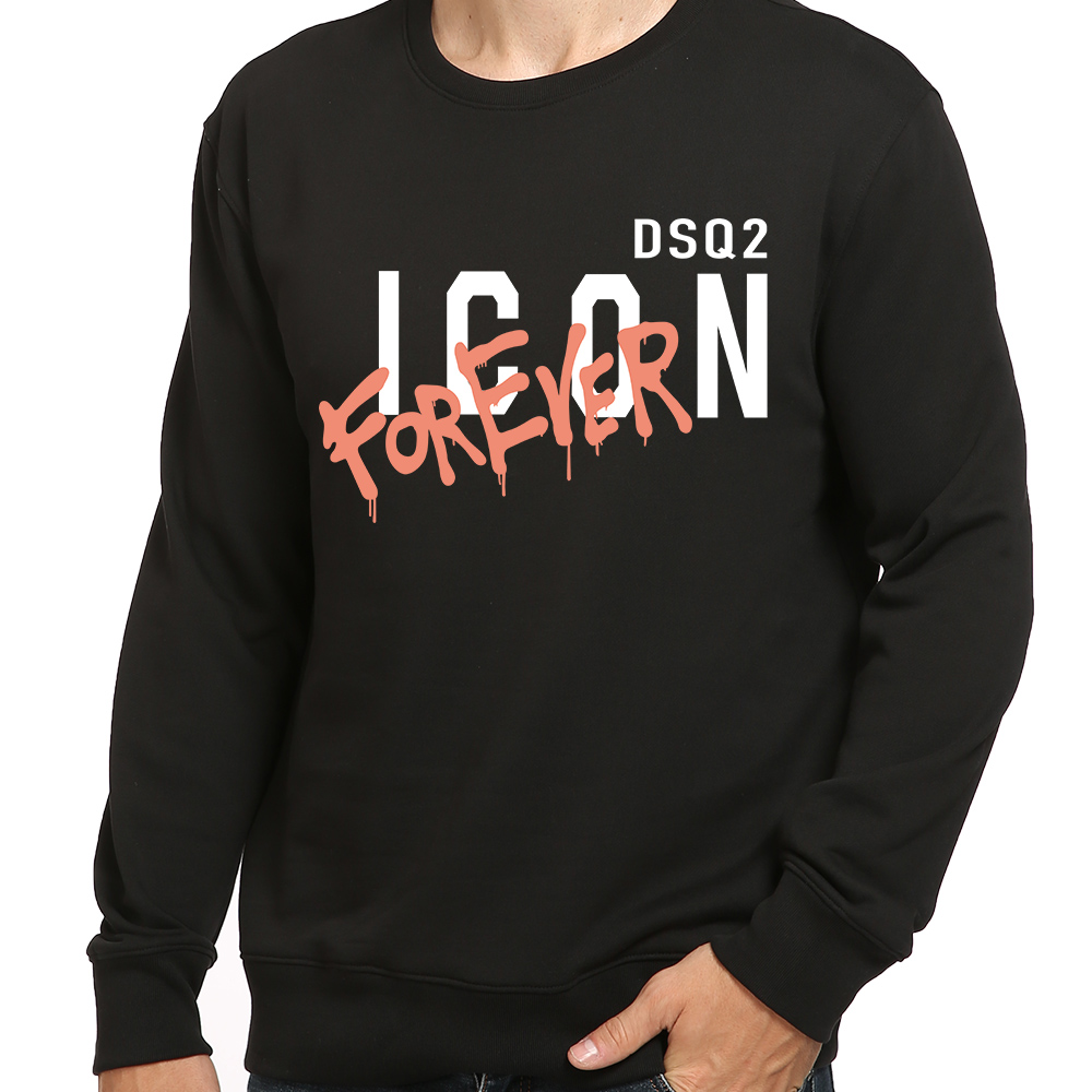 

Men's Hoodies New men's top dsq2 autumn and winter loose round neck sweater trend youth long sleeve bottoming shirt, White