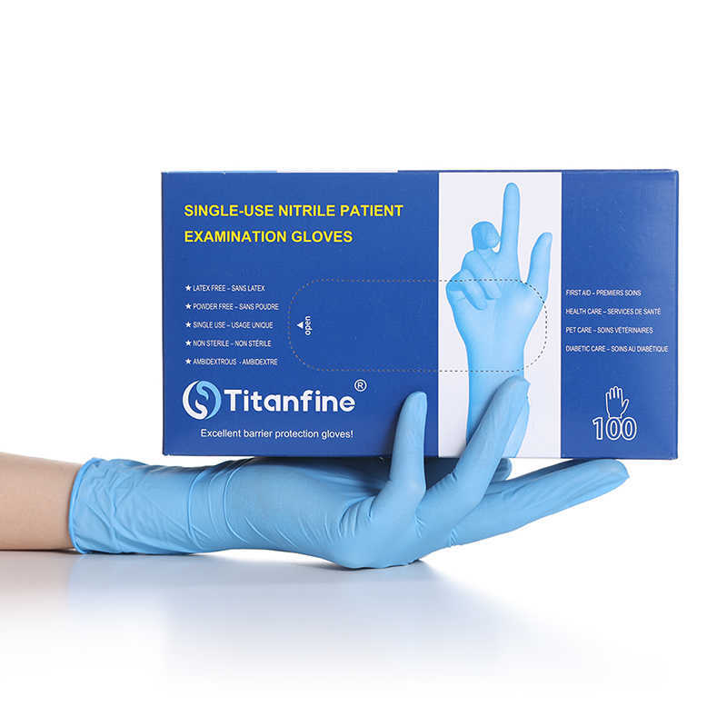 

12pairs in Titanfine Stock in USA Factory Price 3.5g Blue Latex-Free Powder Free Disposable Examination Exam Nitrile Gloves