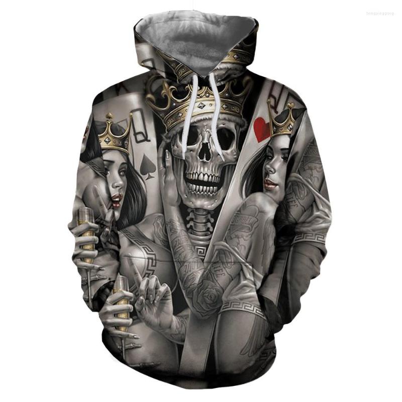 Men&#039;s Hoodies 2D Printed Men/Women Poker King Skulls Fashion Sweatshirt Unisex Hoodie-image-831511417