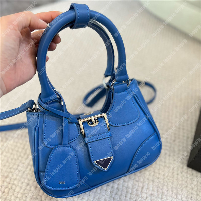 

Woman Designer Handbags Luxurys Handbag For Ladies Fashion Crossbody Bags Soft Leather Moon Shoulder Bag Solid Color Hasp Purses, Blue