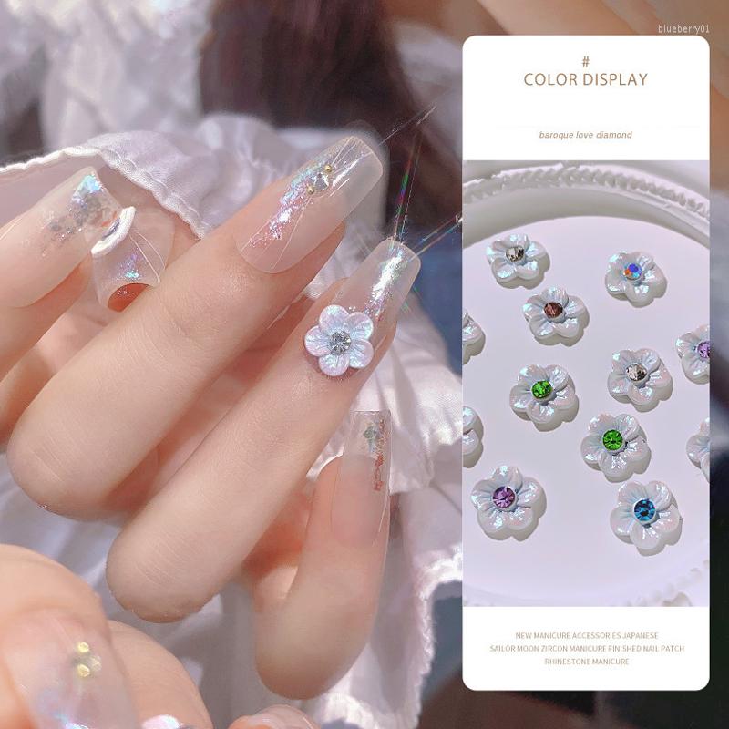 

Nail Art Decorations 10pcs/Lot Baroque Flowers 3D Alloy Parts Flower Charms Rhinestones DIY Stone Decoration Manicure Jewelry 9mm