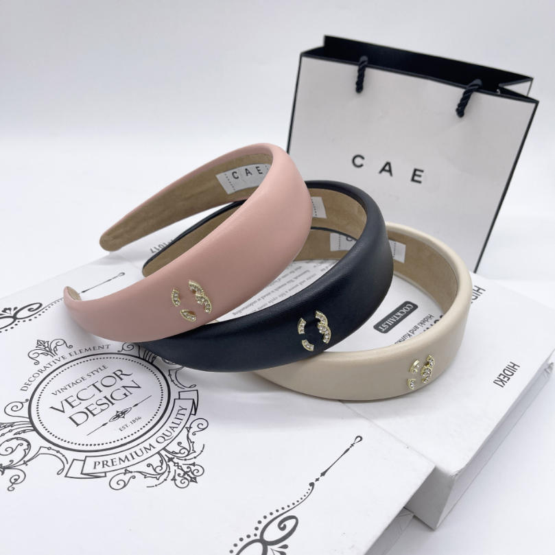 

Luxury Designer Headbands Womens Solid Color Brand Vintage Knitted Hairband Fashion Korean Autumn Sport Wide Edge Turban Headwraps For Hat Accessories Gift, Black