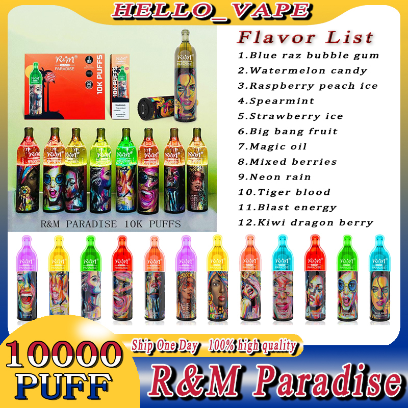 

Authentic R&M Paradise 10000 puffs Disposable Vape Pen Electronic Cigarette With Rechargeable 850mAh Battery Airflow Control 17ml Pod Vapes Kit Fase ship