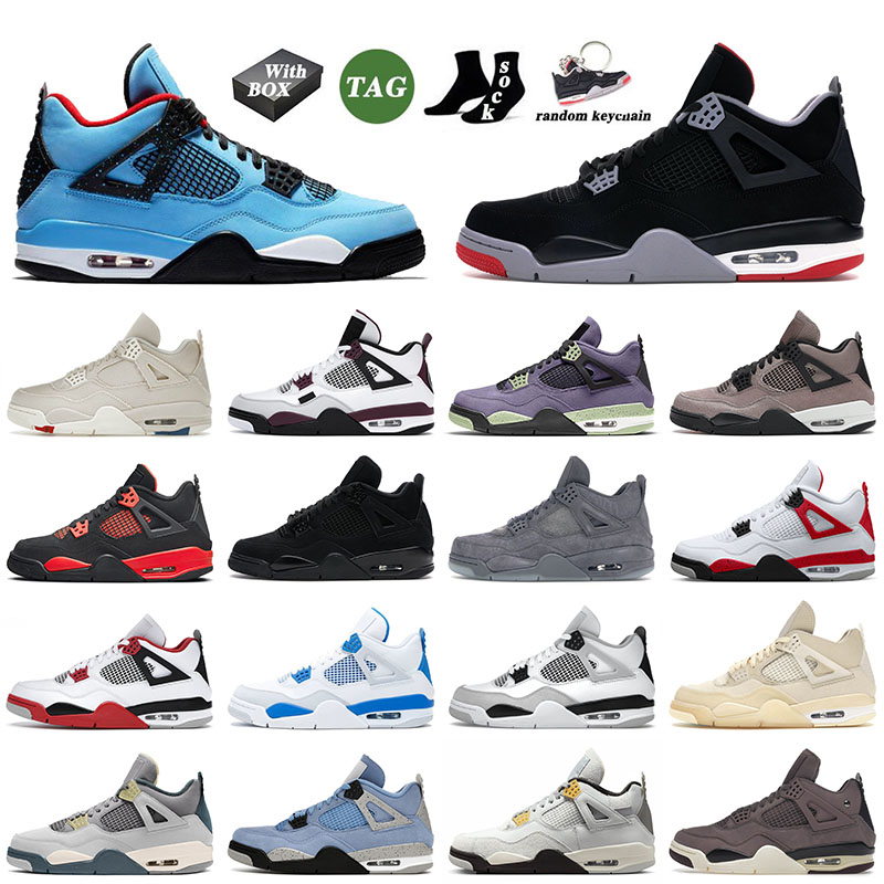 

NEWBasketball Shoes With Box Top Jumpman Basketball Shoes 4 4s IV Ts x Cactus Jack Bred Taupe Haze Sail Infrared Starfish Violet Ore Messy R, C7 infrared 40-47