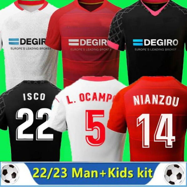 

22 /23 ISCO Sevillas FC soccer jerseys LAMELA PAPU GOMEZ football shirts I.RAKITIC L.OCAMPOS J.NAVAS SUSO MUNIR Y.EN NESYRI 2022 2023 RAFA MIR Menkits Kids equipment, White