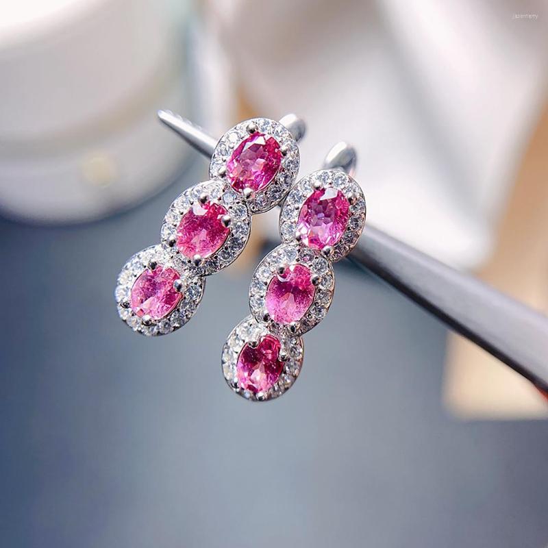 

Hoop Earrings FS Natural 3 4 Tourmaline Ear Buckle S925 Pure Silver Fine Fashion Charm Temperament Weddings Jewelry For Women MeiBaPJ 7