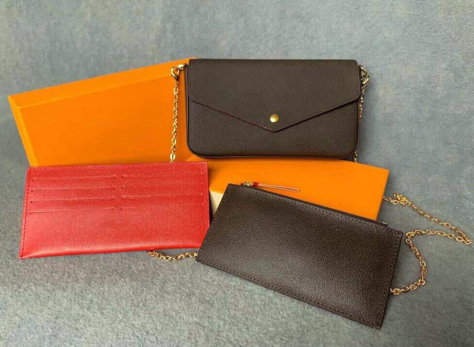 

Women Genuine Leather Shoulder Bag 3pcs/set Classic Luxury designer Totes Handbags chain Clutch Crossbody bags Messenger Purse, White grid