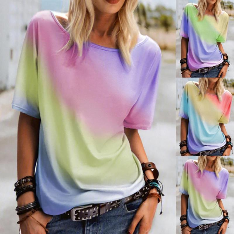 

Women' T Shirts Athletic Tops For Women Loose Fit T-shirt Womens Tie-dye Short-sleeved Fashion Printed Lady Shirt Short Sleeve, Purple