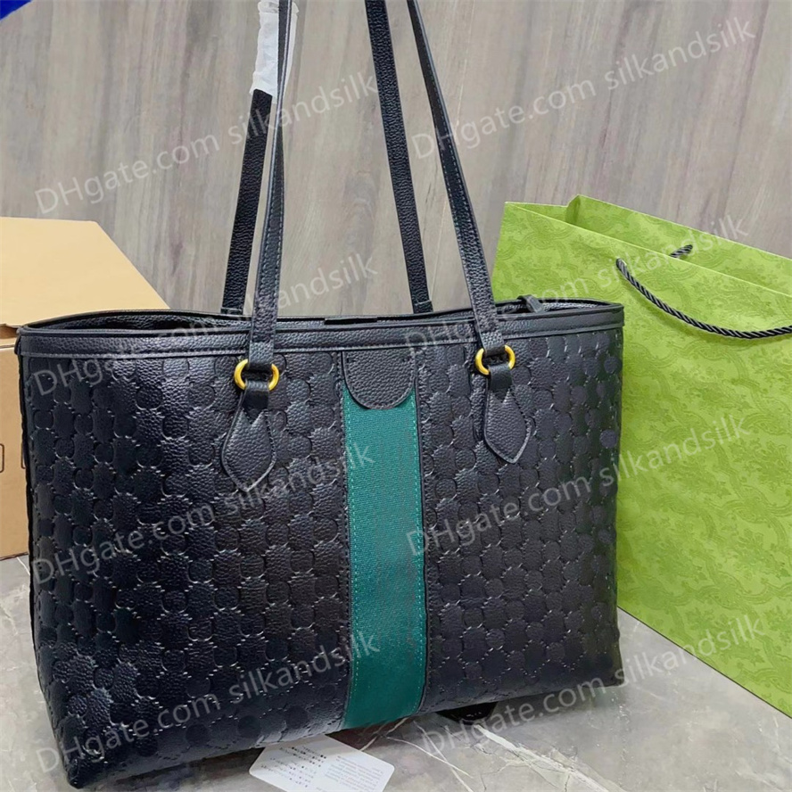 

Luxury Embossed OPHIDIA Totes Black Purse With Wallet Designer Womens Shopping Bag Red And Green G classic Retro Large Capacity HandBags Combination Mother Bag