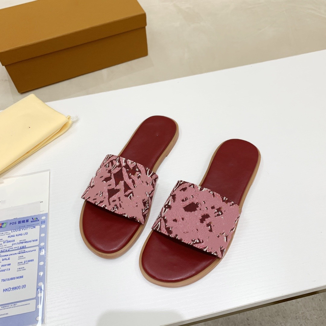 

Angelina Platform Slide Sandal Women's Denim Slippers Classic Canvas Slip-On Ladies Designer Brown Slides Flip Flops 0430, 01