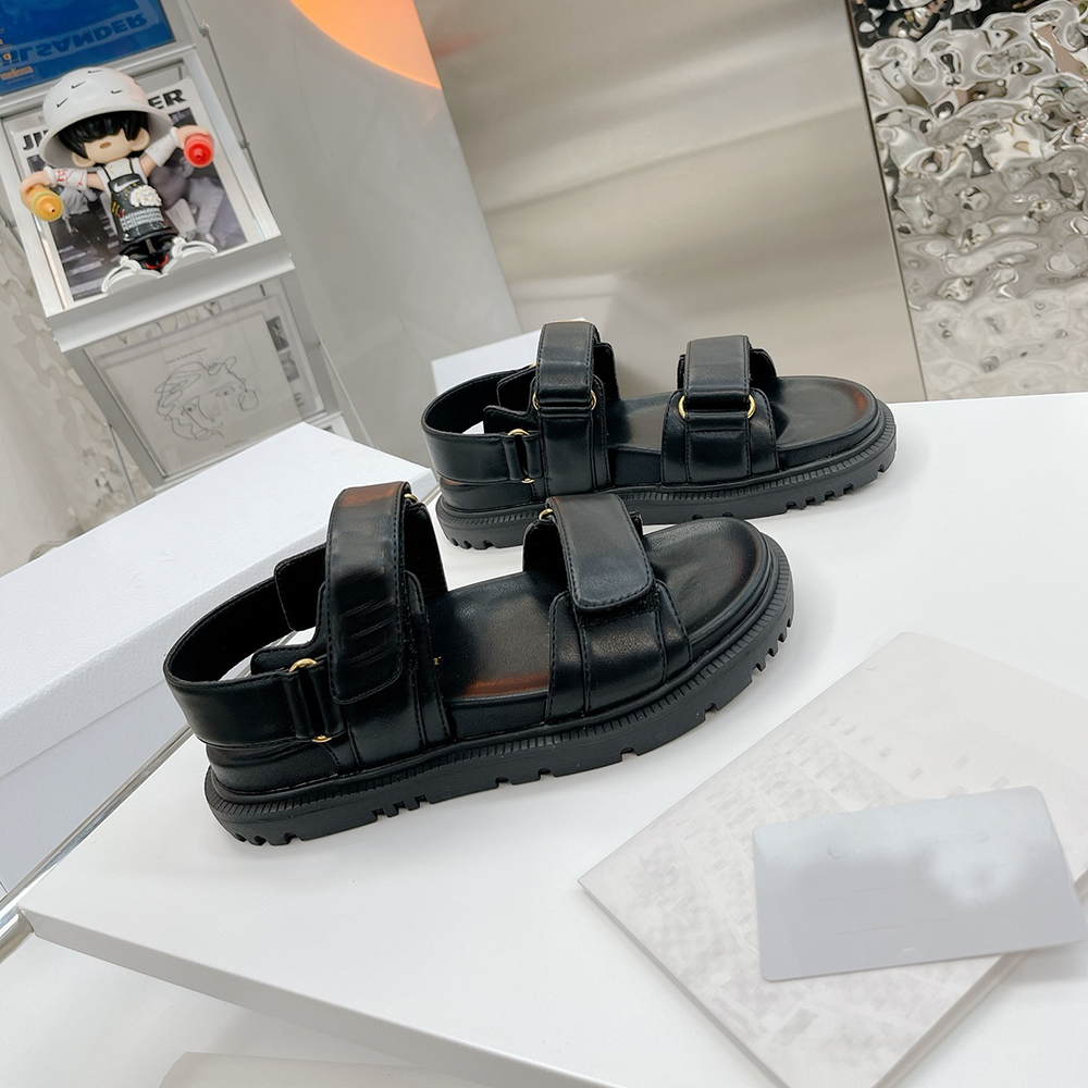 New Original Velcro sandals Slippers Comfortable shoes cowhide leather customized slides Versatile Fashionable Sandal
