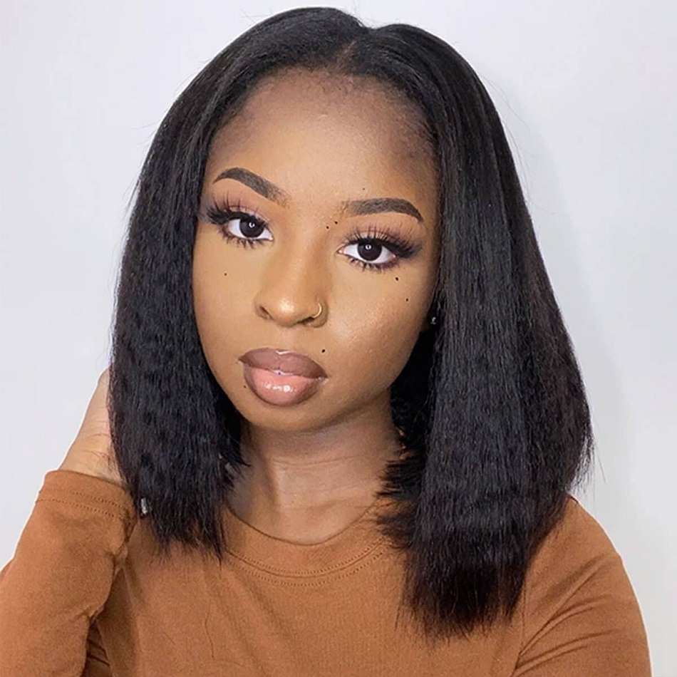 

Kinky Straight V U Part Wigs Short Bob Human Hair Brazilian Remy Hair Bob Curly Human Hair Wigs No Leave Out For Womenfactory direct, 8inches