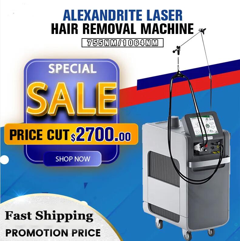 

New 755nm 1064nm Laser Alexandrite Hair Removal Equipment Optional 8-18nm Spot for pider veins pigment vascular anomalies removing Skin rejuvenation
