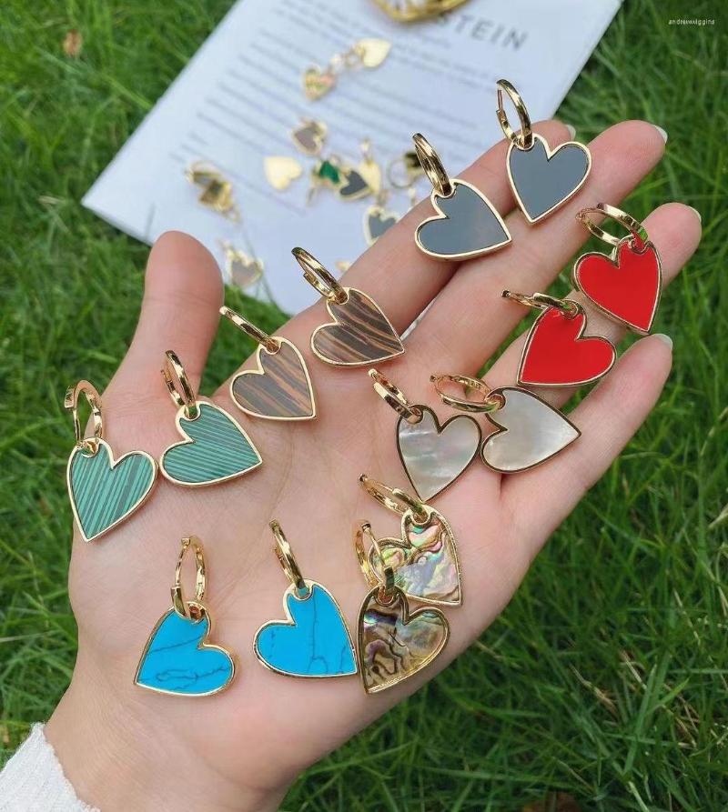 

Hoop Earrings 5Pairs Colorful Shell Stone Heart Gold Shape Drop Dangle Earring Dainty Gem For Women