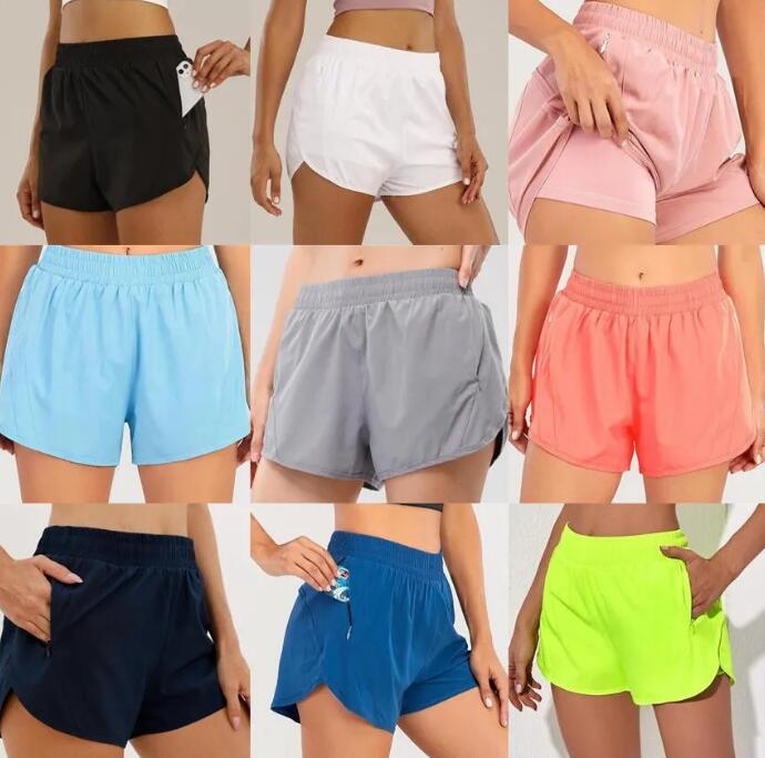 

LU-0160 Brand Womens Yoga Outfits High Waist Shorts Exercise Short Pants Fitness Wear Girls Running Elastic Adult Pants Sportswear, Silver