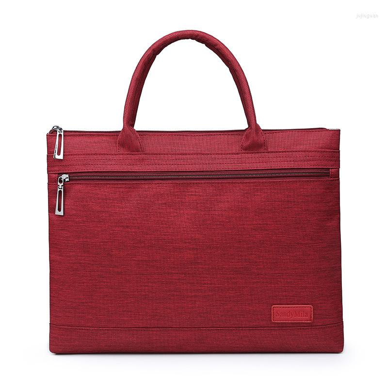 

Briefcases 15 Inch Laptop Briefcase Maletin Woman Man Messenger Docs File Organizer Bag Portable A4 Oxford Water-repellet Office Hand, Black