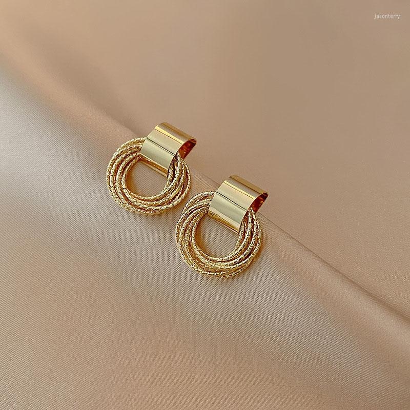 

Stud Earrings Women's Simple Gold Color Vintage Small Circle Tassel Piercing For Woman Unusual Korean Charm Ear Jewelry