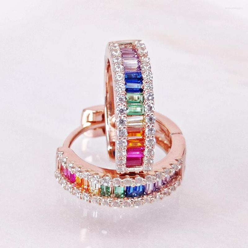 

Hoop Earrings Real 925 Sterling Silver Made With Color Cubic Zirconia Party Allergy Free Jewelry
