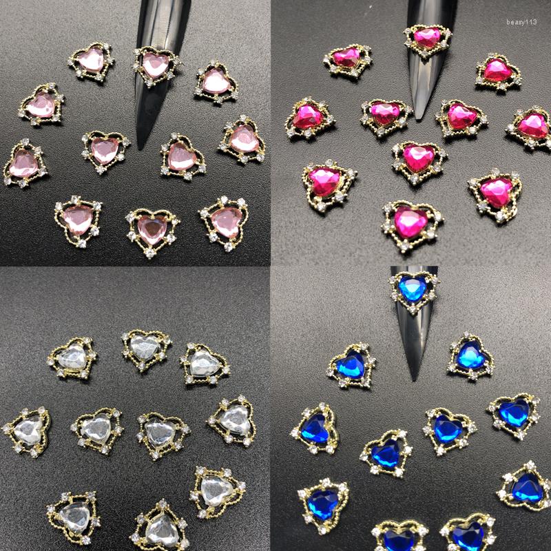 

Nail Art Decorations 2022 Big 3D Heart Charms Metal Rhinestones Decoration Stickers Jewelry For Diy Studs