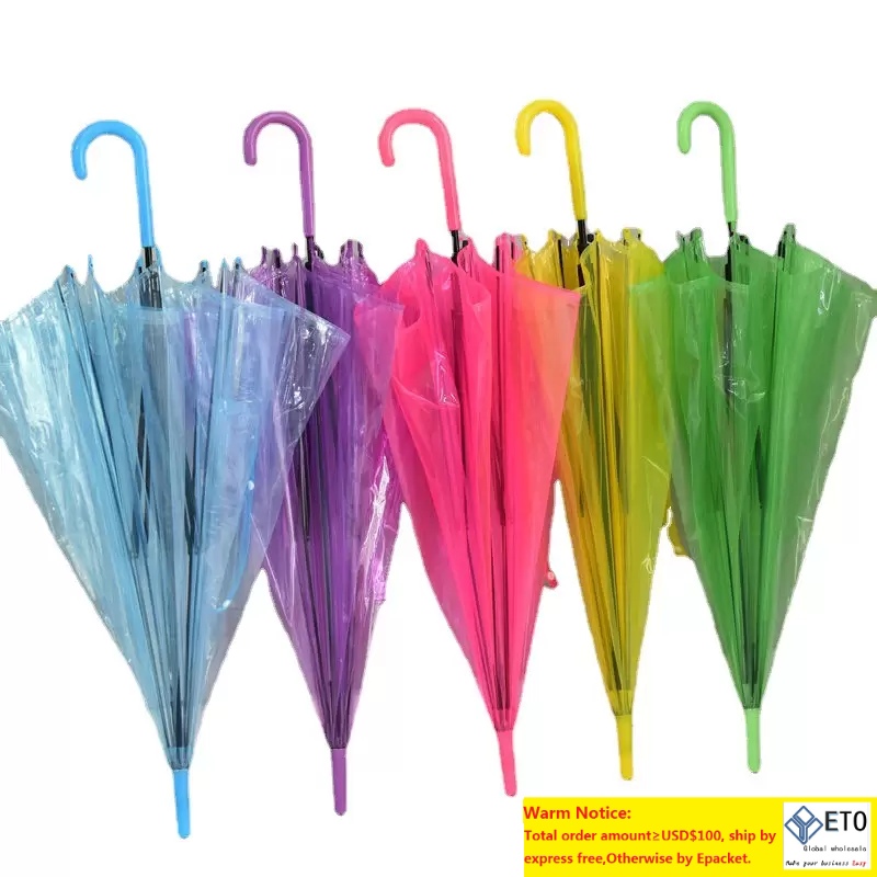 

20PCS Transparent Umbrellas Clear PVC Umbrellas Long Handle 6 Colors, Pink