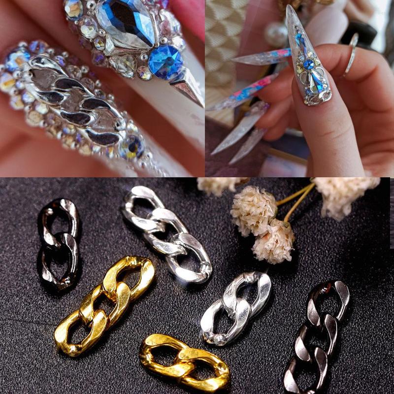 

Nail Art Decorations 20PCS Silver/Gold/Black Chains Supplies Metal Punk Pendant Ornaments DIY Design For Manicure Tips