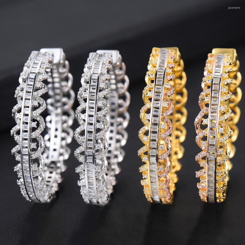 

Hoop Earrings LARRAURI Luxury Hollow Flowers Cubic Zirconia Statement Big Hoops For Women Wedding DUBAI Bridal Circle